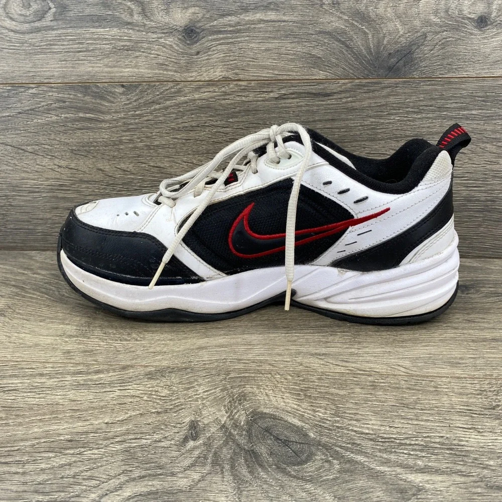 Nike Air Monarch IV Training Shoes Mens 9 White Black Red Chunky 416355-101